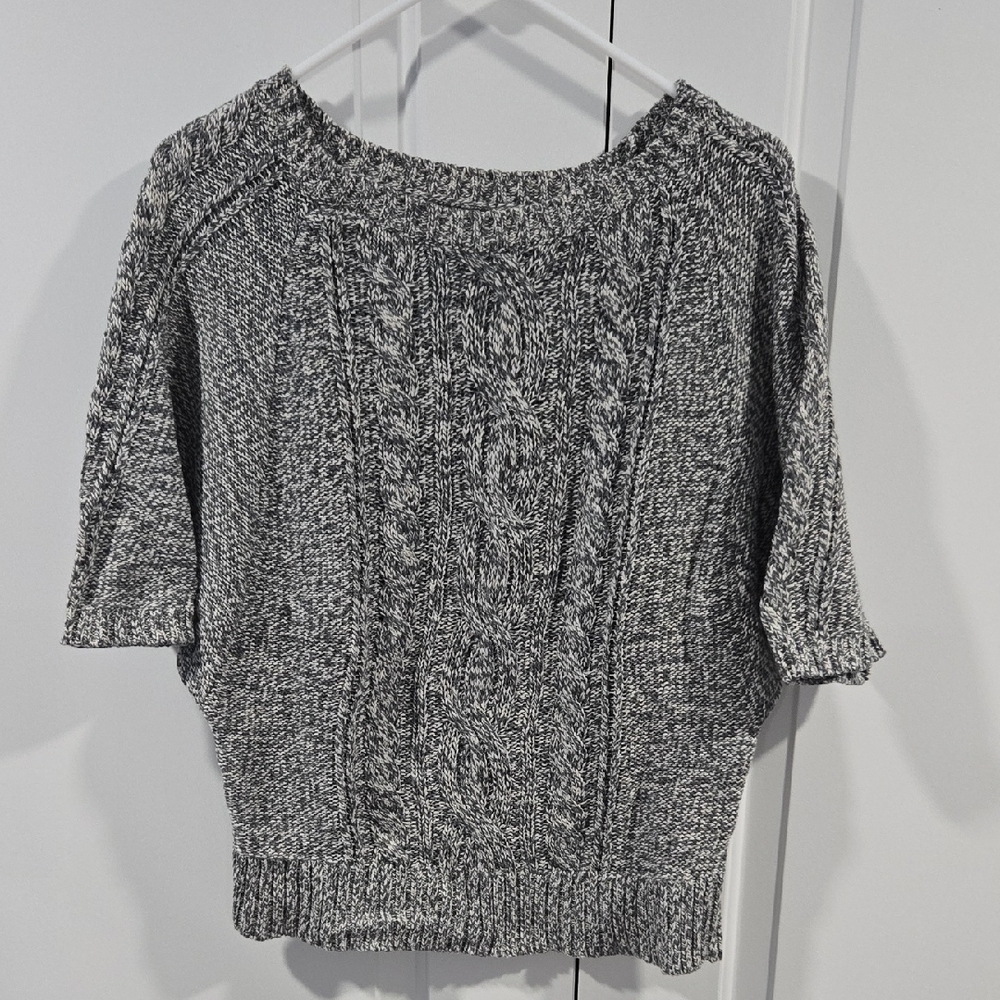 LOFT Marled Cable Knit Elbow Length Sweater